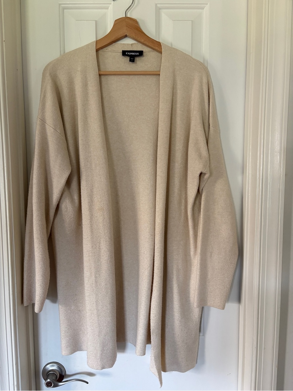 Express Women's Open-Front Cardigan in Light Beige